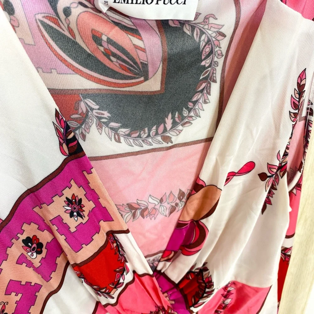 Emilio Pucci white pink red geometric print dress - Picture 7 of 16